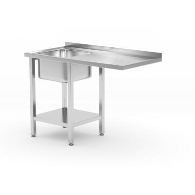 Dřezový stolek s policí a prostorem pro myčku nádobí pod pultem, HENDI, Vlevo, 1200x700x(H)850mm | 237519